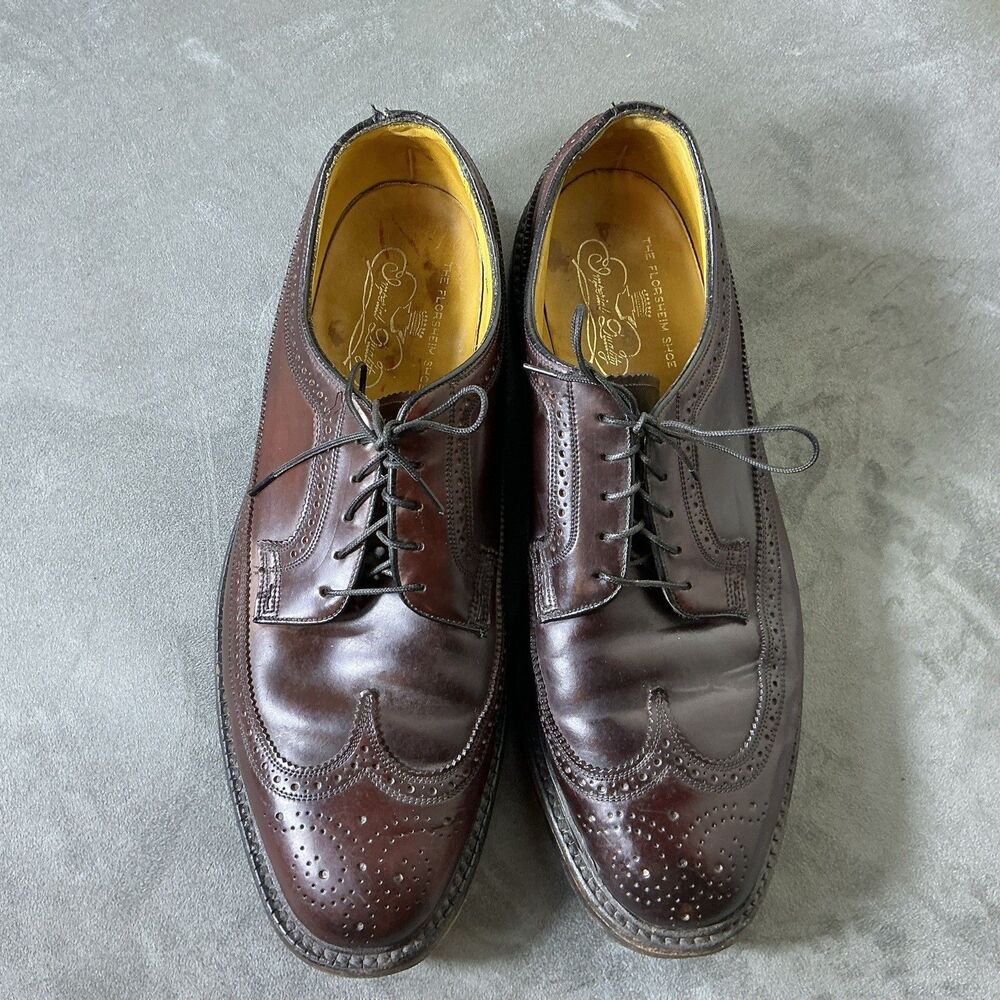 Florsheim Imperial Shell Cordovan Shoes Men’s Wing Tips 10 D Kenmoor - Picture 2 of 13